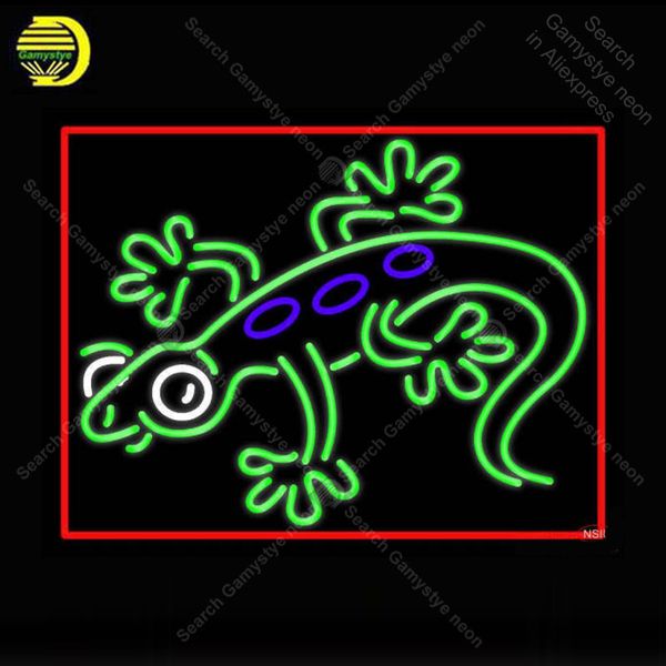 

gecko neon sign real glass tube handmade neon light sign advertise gardon animal house wall l club iconic neon light lamps