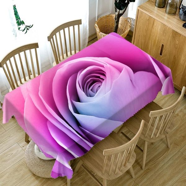 

3d wedding pink rose pattern tablecloth dustproof washable cloth thicken cotton rectangular and round table cloth wmtjxt loveshop01