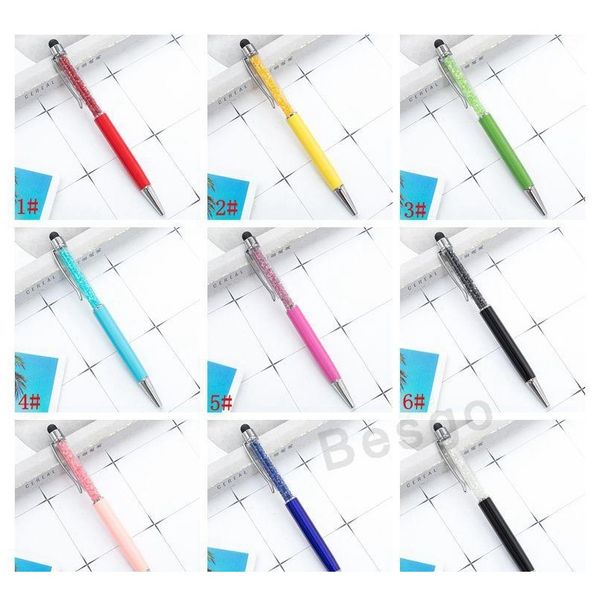 

fine crystal ballpoint pen fashion creative stylus touch pen for writing stationery office school ballpen black jllcsf warmslove, Blue;orange