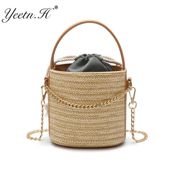 

new arrival bucket pu messenger bags polyester single vintage women knitting open soft open pocket versatile handbag sac a main