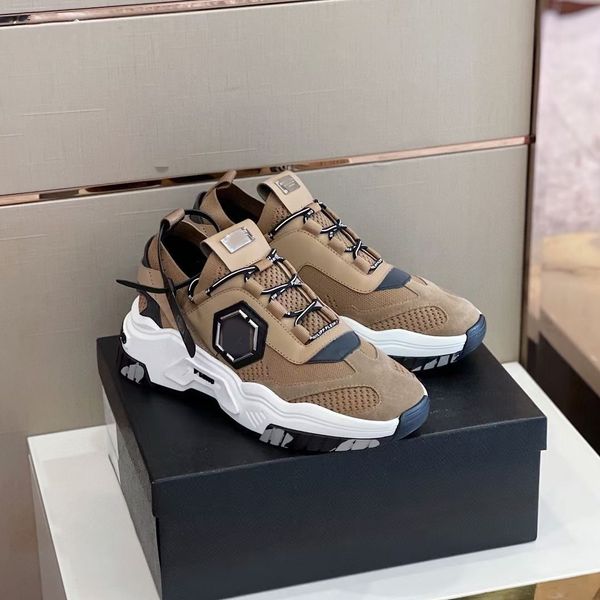 Fashion Luxury Italy Ace Chain Reaction amarelo marinho masculino sapatos casuais preto Multi philipps pleins pps Color Rubber Suede 2.0 Chainz branco masculino tênis feminino a0001