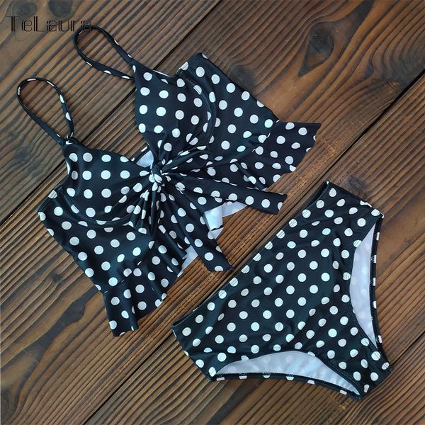 

new high waist bikini swimwear women swimsuit push up ruffle bathing suit biquini plus size swimwear female beach wear t200114, White;black