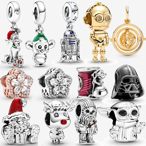 

100% 925 sterling silver pan charms cinderella pendant christmas jewelry fit original bracelet & bangle beads diy gift making, Black