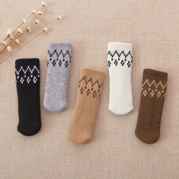 

4pcs socks cap stretch elastic chair leg protector covers for furniture feet solid floor knitting socks 200071