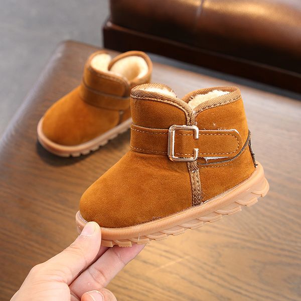 

kid children 's classic winter snow boots boys girls fleece -lined warm design shoes baby woolen cotton, Black