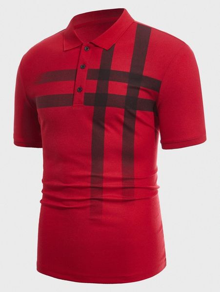 

men plaid print polo shirt n02l#, White;black