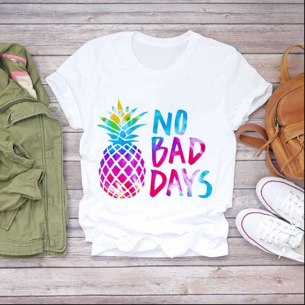 

women 2021 beach holiday cute print summer pineapple fruit camisa shirt ladies womens t shirts t graphic female tee t shirt, White