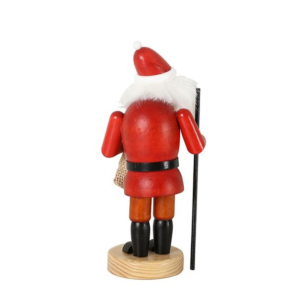 

red smoker claus wooden christmas santa decoration and white colour winter home decoration to burn incense h20cm