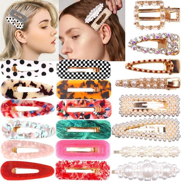 

20pcs acrylic resin hair barrettes rhinestones pearls duckbill clips fashion geometric alligator hair clips for women ladies bbybql homebag, Slivery;white