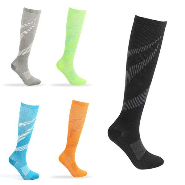 

compression sock socks anti fatigue pain relief varicose vein circulation sock for men travel over knee socks, Black