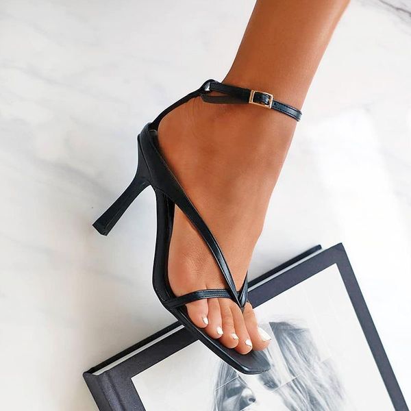 

dress shoes deleventh summer 2021 women's bomb square toe high heeled clamping stiletto heels1, Black