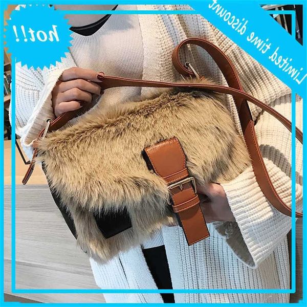 

newcomer winter fashion sweet girl square soft pluche women designer handbag random shoulder task