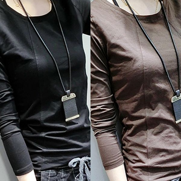 

cayaz new autumn 2020 korean for underpantst-shirt underpantscolor long sleeve t-shirt girlscasual coat and bottom solid women x9wwy, White