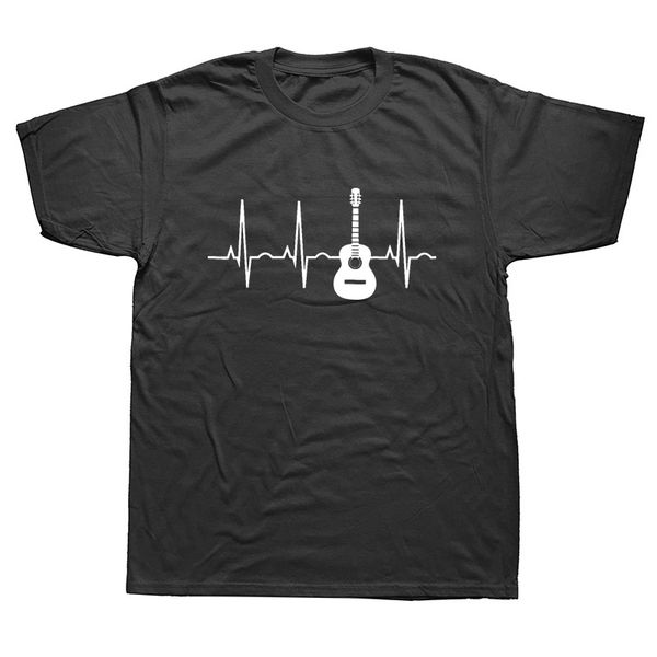 

смешные гитара heartbeat музыкант футболки мужчины лето хлопок harajuku с коротким рукавом streetwear черная майка спортивная с капюшоном то