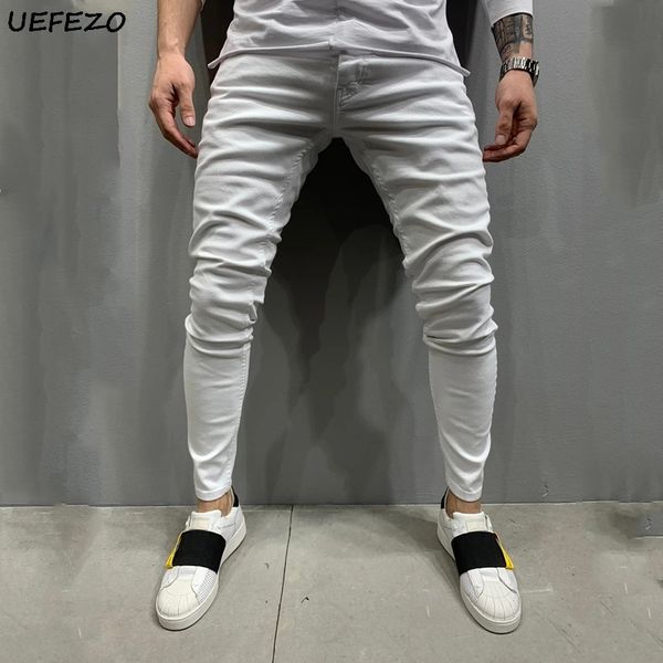 

uefezo new man autumn tears jean mode loose cut compact right high strength foot jean thin men white jean pantalon, Blue;black