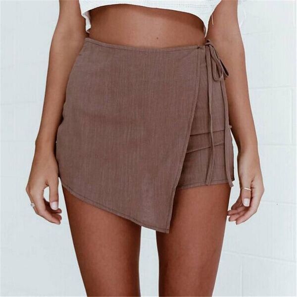 

women slim high waist short zipper back irregular shorts fashion loose casual solid shorts womens clothing thin skirts, Black