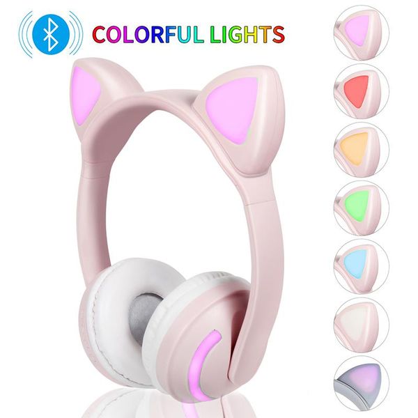 

jinserta led cat ear noise cancelling headphones bluetooth glowing stereo headset computer gaming headphones for kids
