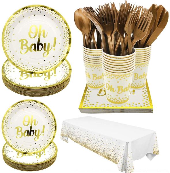 

7mn90 party gilding matching set paper towel paper platetableware tissue tissue tissuefork idk4r baby party tableware set spoon