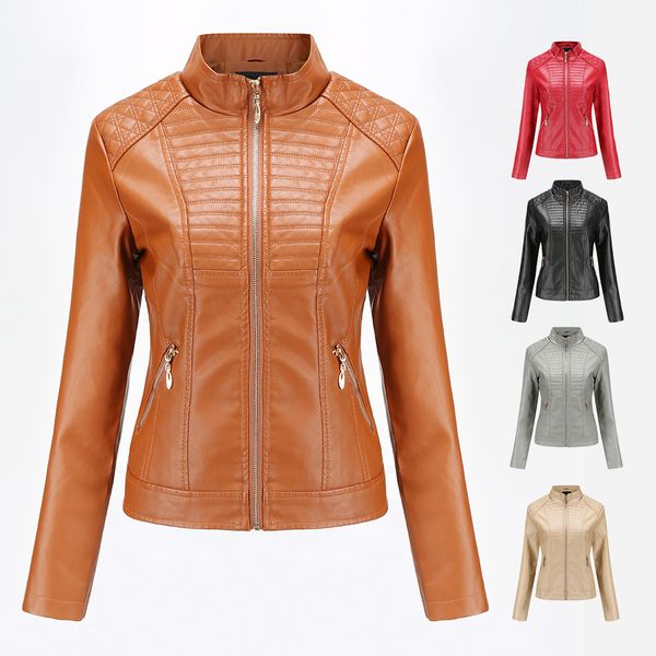

2021 new women's plutonium spring and autumn leather jacket of the sz4a, Black