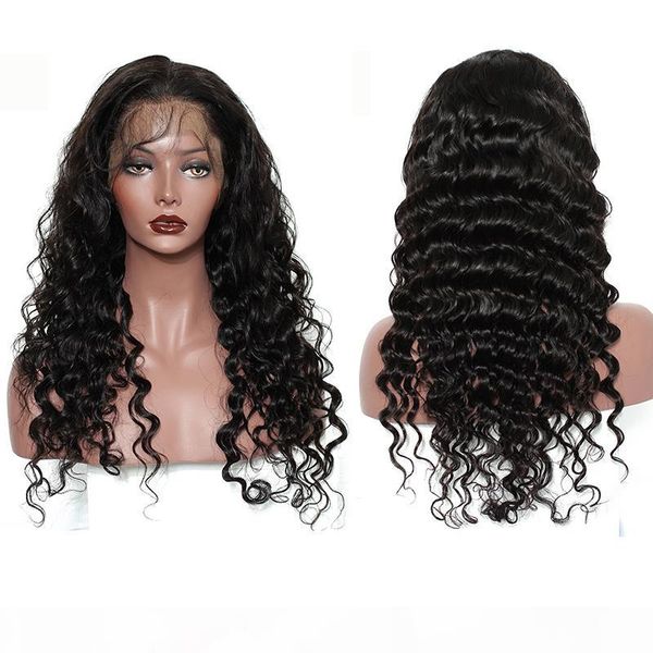 

360 lace wigs loose wave human hair lace frontal wigs brazilian peruvian indian 100% virgin human hair natural color 8-24 inch, Black;brown