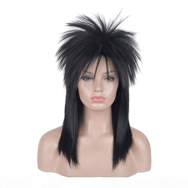 

gt;&gt;&gt;new fashion cosplay mullet wig 80s 70s retro black cosplay mix fashion magic wigs, Black;brown
