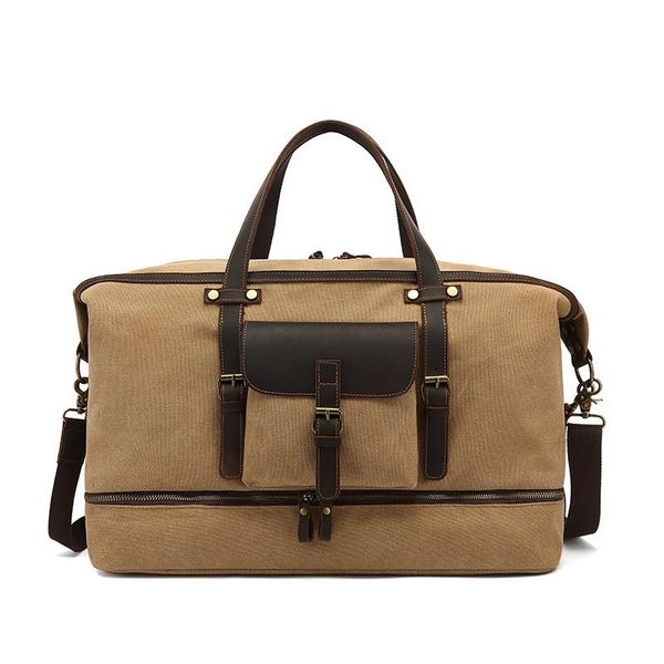 

yupinxuan dropshipping big capacity canvas leather weekend bag oil wax travel duffle travel bags waterproof multifunction bags