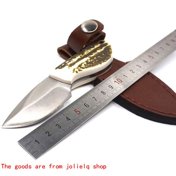 

7cr17 fixed mini tactical knife thumb blade knife antler resin handle 58hrc hunting survival pocket camping knives outdoor tools a4iqm qynf