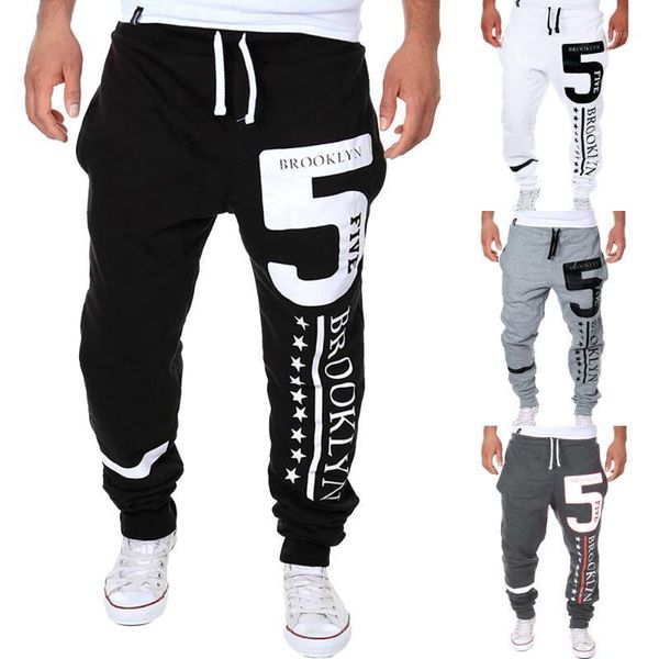 

men's sweatpants 2021 fashion printing casual personal solid color loose elastic waist mid trousers jogging nine pants 3.221, Blue