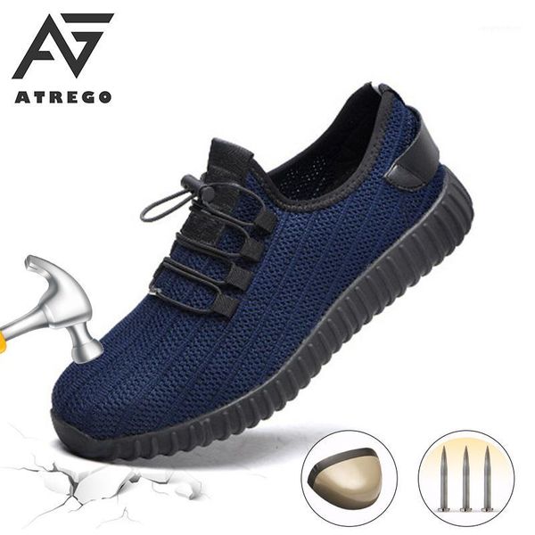 

atrego men's steel toe safety shoes work sneakers slip resistant breathable puncture-proof hiking climbing running work shoes1, Black