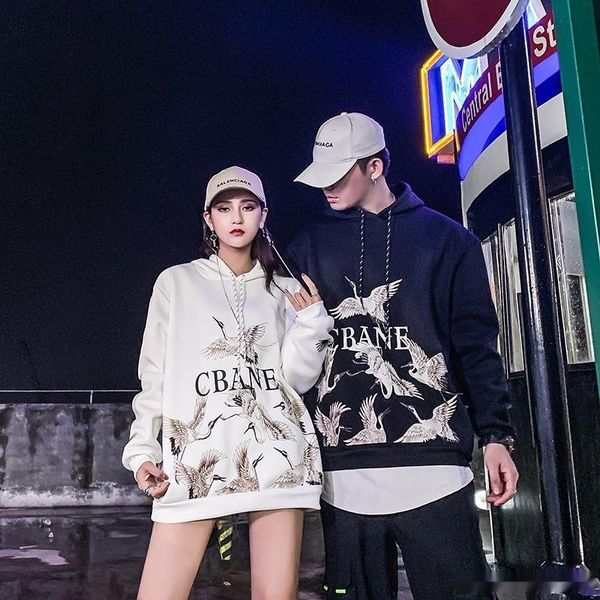 

ins wear couple wearcoa couple dressmen's autumn hooded korean fashion students les handsome t loose lovers put on coats 0hnpe, Black