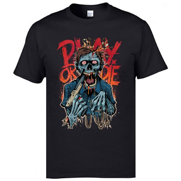 

play or die scary zombie shoot the walking dead cotton men printing group wholesale quality hoodie designers t shirts sweatshirt