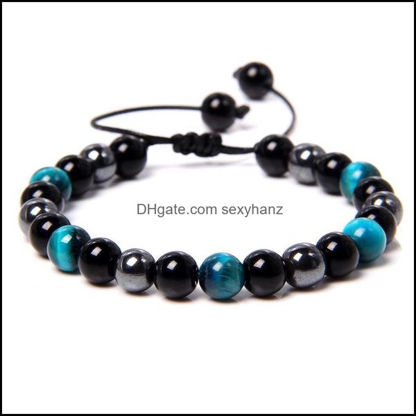 

beaded, strands bracelets jewelry vintage braid couples natural chakra tiger eye bracelet men adjustable woven psera black onyx stone beads