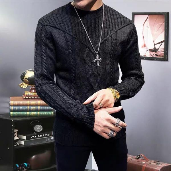 

men's sweaters 2021 fashion designer luxury high-quality hand-woven stripes slim sweater solid color pullover, White;black