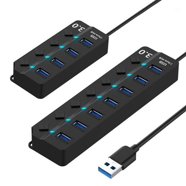 

usb hub 4/7 port usb 3.0 hub 5gbps high speed on/off switches ac power adapter for pc computer accessories1