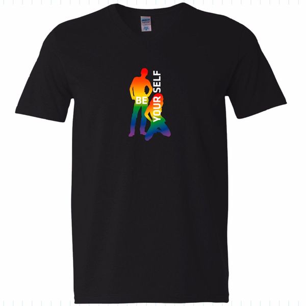 

men's t-shirt print t-shirts v-t be yourself paar rainbow 15 gay schwul regenbogen herren tee shirts sport hooded sweatshirt hoodie