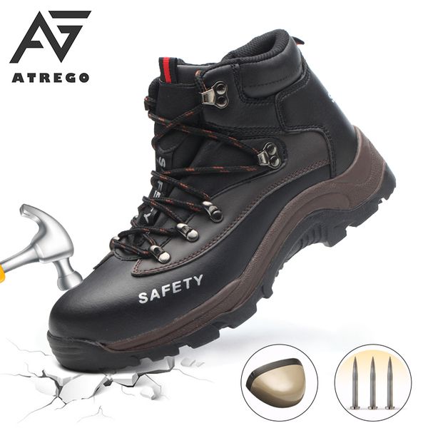 

atrego men safety steel toe cap work protective trainers boots lightweight breathable sneakers indestructible shoes, Black