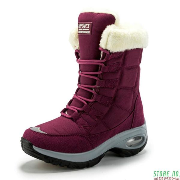 

women snow boots platform winter punk goth boots thick plush waterproof non-slip gothic fashion women winter shoes warm, Black