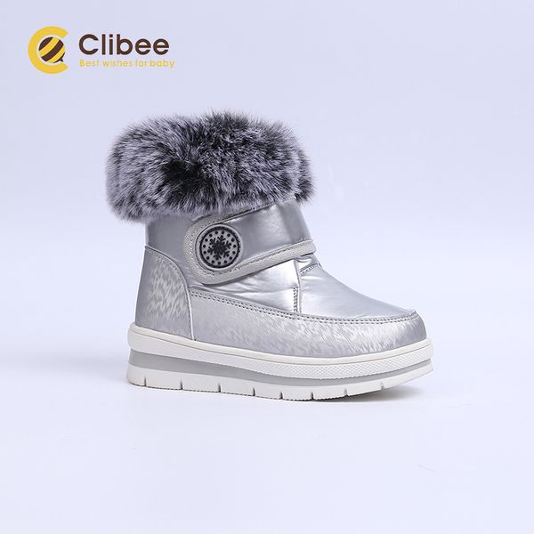 

clibee girls boys winter snow boots kids warm waterproof anti-slip anti-collision hight-cut outdoor shoes children boots 22-27 y201028, Black;grey