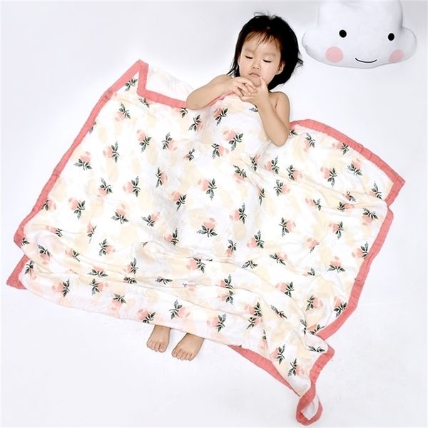 

four layer bamboo cotton muslin swaddle baby summer blanket stroller cover bath towel 120*120 cm y201009