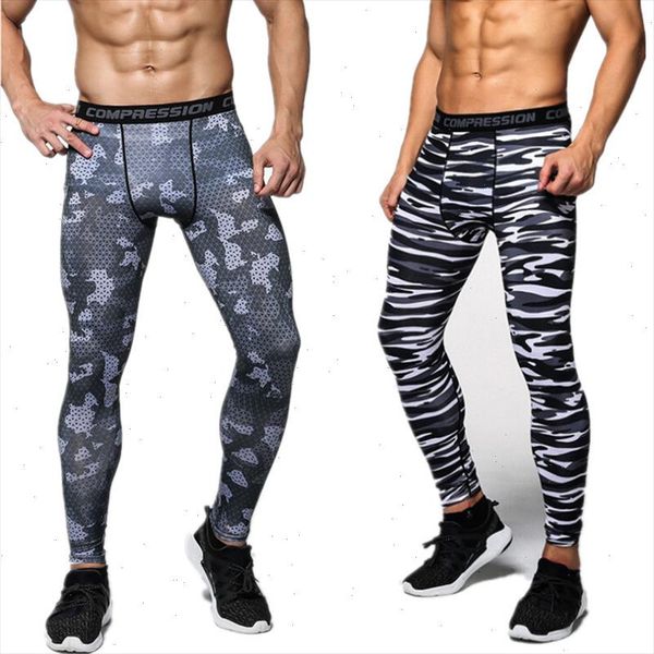 

new camouflage compression pants men fitness tights cossfit mens joggers bodybuilding leggings high elasticity skinny leggings, Black