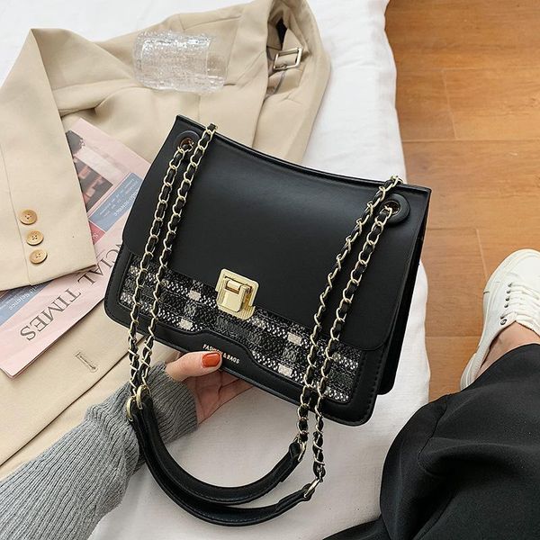 

2020 new hairy plaid chain bags one-shoulder oblique women's bag
