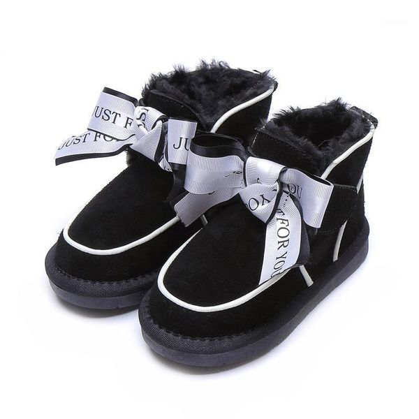 

boots kids girls winter cotton snow keep warm plus velve children girl ankle boot sweet thick bottom sgf0991, Black;grey