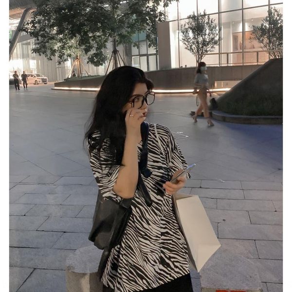 

net red 2020 loose t- lower package lower packagecasual spot stripe big size show thin bottom shirt loose short sleeve t-shirt women z02, White