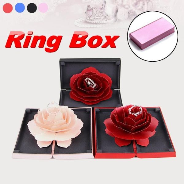 

gift wrap folding rotating rose ring box for fashion jewelry display birthday marriage valentine's day arrival1
