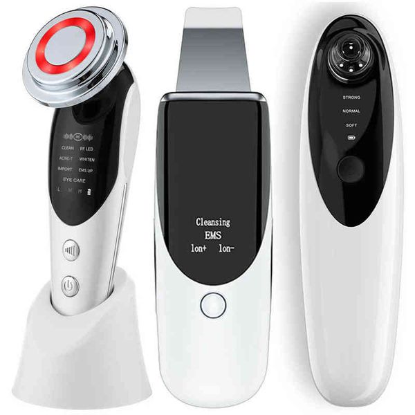 

face care devices rubyonly black set ems led light therapy skin massager ultrasonic scrubber electric blackhead remover 220211