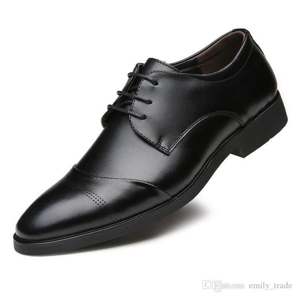 

new men's shoes men's dress business shoes brand england fashion breathable men's wedding banquet casual shoes, Black