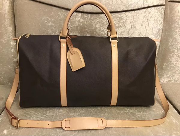 

2021 men duffle bag women travel bags handbag luggage travel bag mens pu leather handbags large cross body bag totes 55cm
