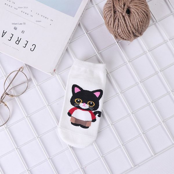 

cartoon women's new cute sweet women's short tube cotton shallow mouth sports casual cotton and socks socks trend x2efk, Black