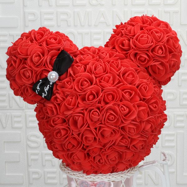 

25cm eternal flower head valentine's romantic artificial bear pe rose gift for wedding party decor 1022