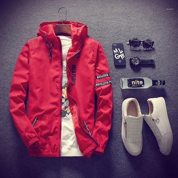 

new fashion jacket men hip hop letters print thin hooded jackets male sunscreen tracksuit spring autumn thin windbreaker coat1, Black;brown